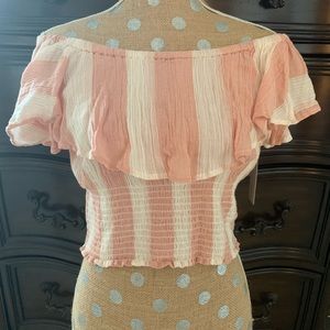 Bohemian striped Pink off the shoulder top boho